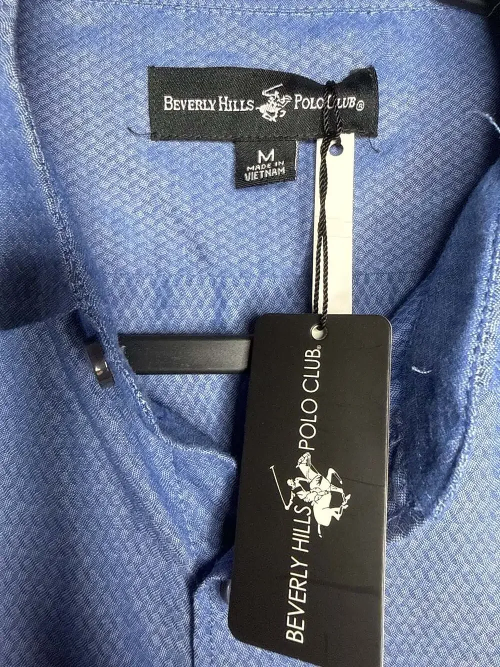 Beverly Hills Polo Club Blue Diamond Pattern Long Sleeve Button-Up Shirt